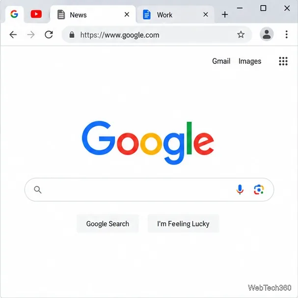 復元されたセッションとピン留めされたアイコン、そして通常のタブが表示されたChromeウィンドウ。