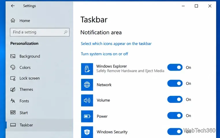 Windows 10-Taskleisteneinstellungen mit aktivierter Option „Hardware sicher entfernen und Datenträger auswerfen“ im Windows Explorer