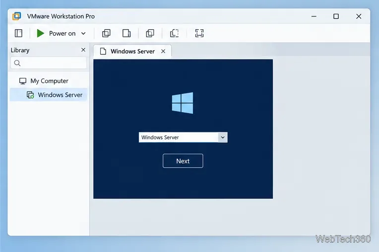 Janela do VMware Workstation mostrando uma nova máquina virtual inicializada com um instalador de sistema operacional.