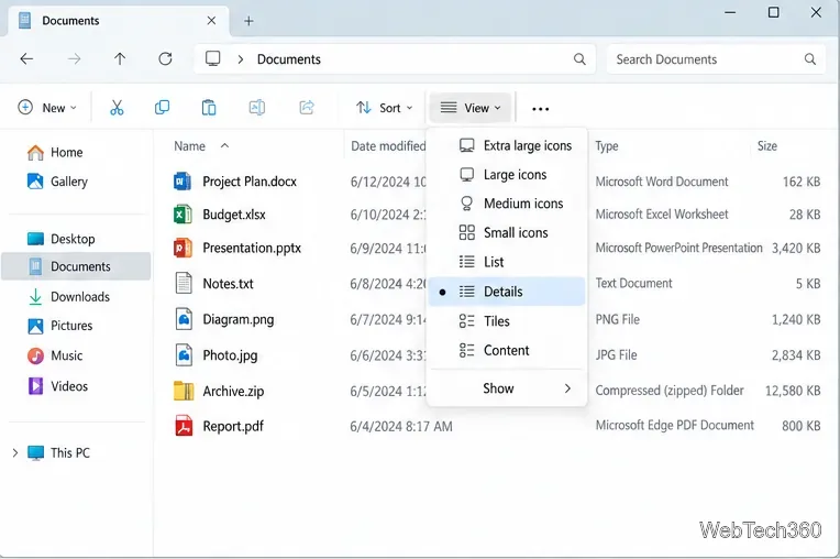 Windowsta Dosya Listesini Boyuta ve Tarihe Göre Sıralama