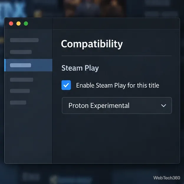 لوحة توافق Steam Play للعبة واحدة مع تحديد أداة توافق Proton.