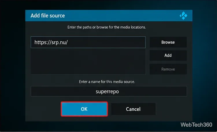 srp.nu SuperRepoアドレスを含む古いadd-file-sourceダイアログ