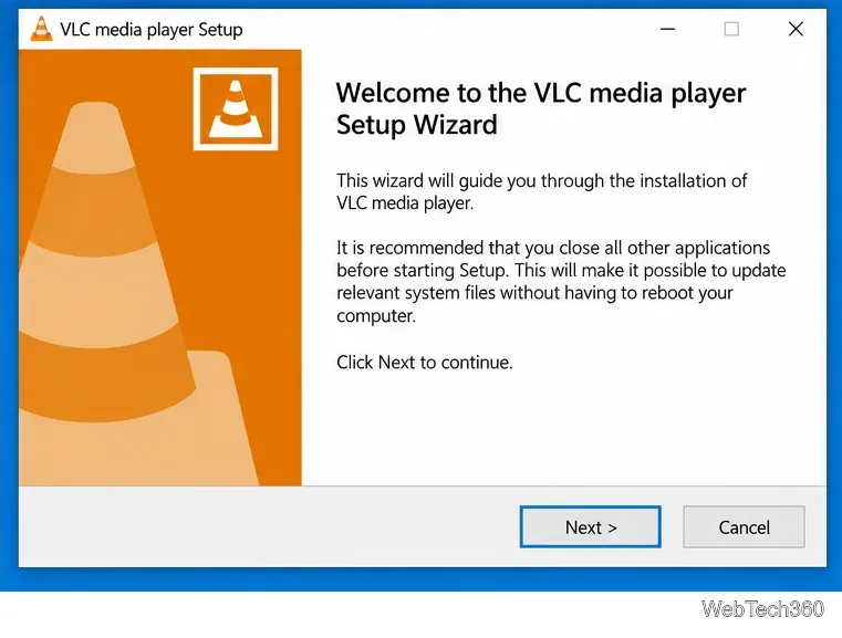 Мастер установки медиаплеера VLC в Windows готов продолжить установку.