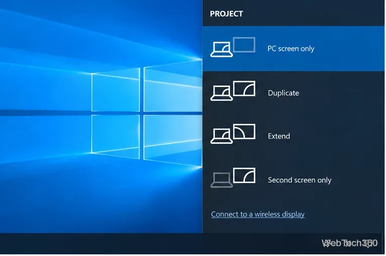 Панель проекции Windows 10 с выбранным только экраном ПК