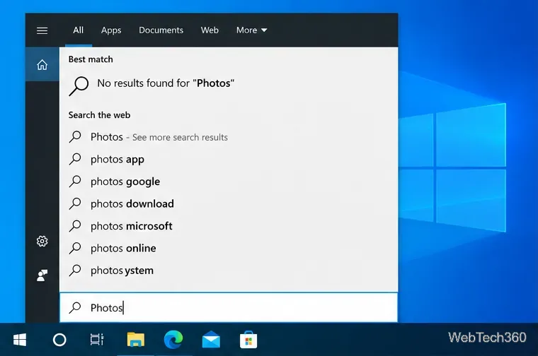 Wyszukiwanie w systemie Windows 10 nie pokazuje wyników w aplikacji Zdjęcia Microsoft